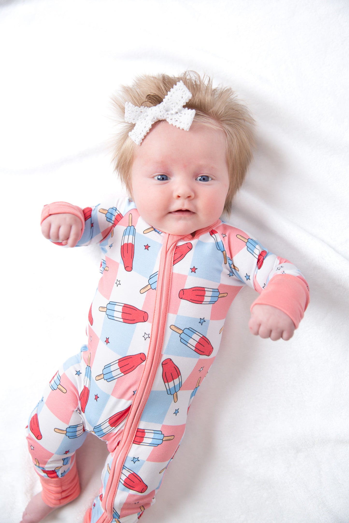 Patriotic Popsicles Baby Bamboo Zipper Romper