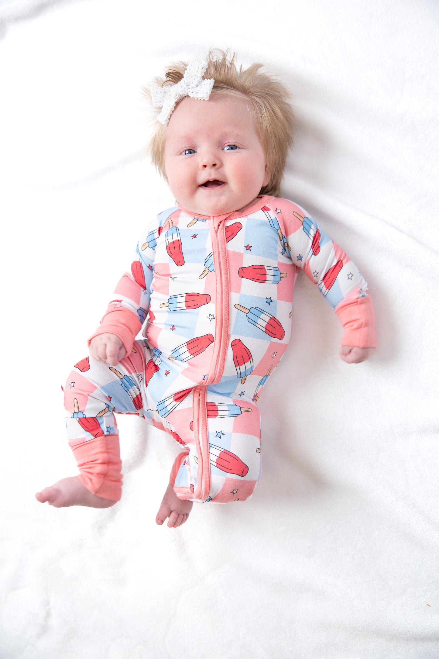 Patriotic Popsicles Baby Bamboo Zipper Romper