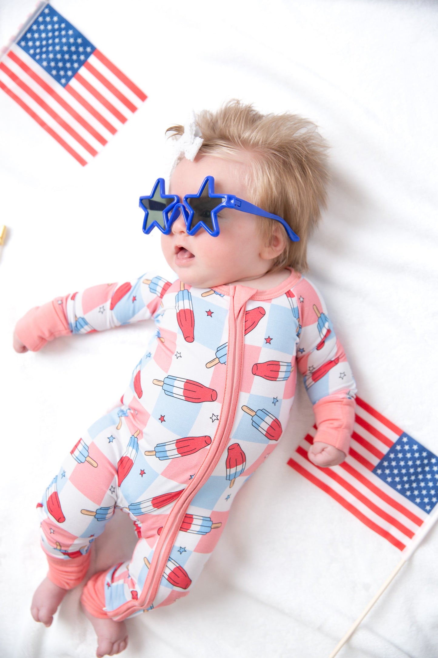 Patriotic Popsicles Baby Bamboo Zipper Romper
