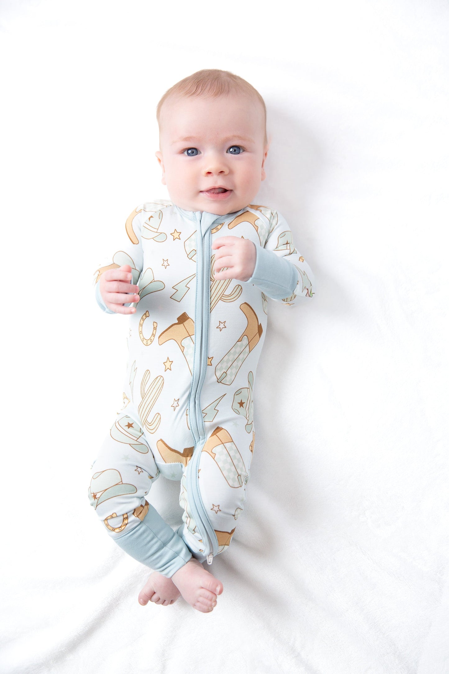 Cowboy Western Baby Bamboo Zipper Romper