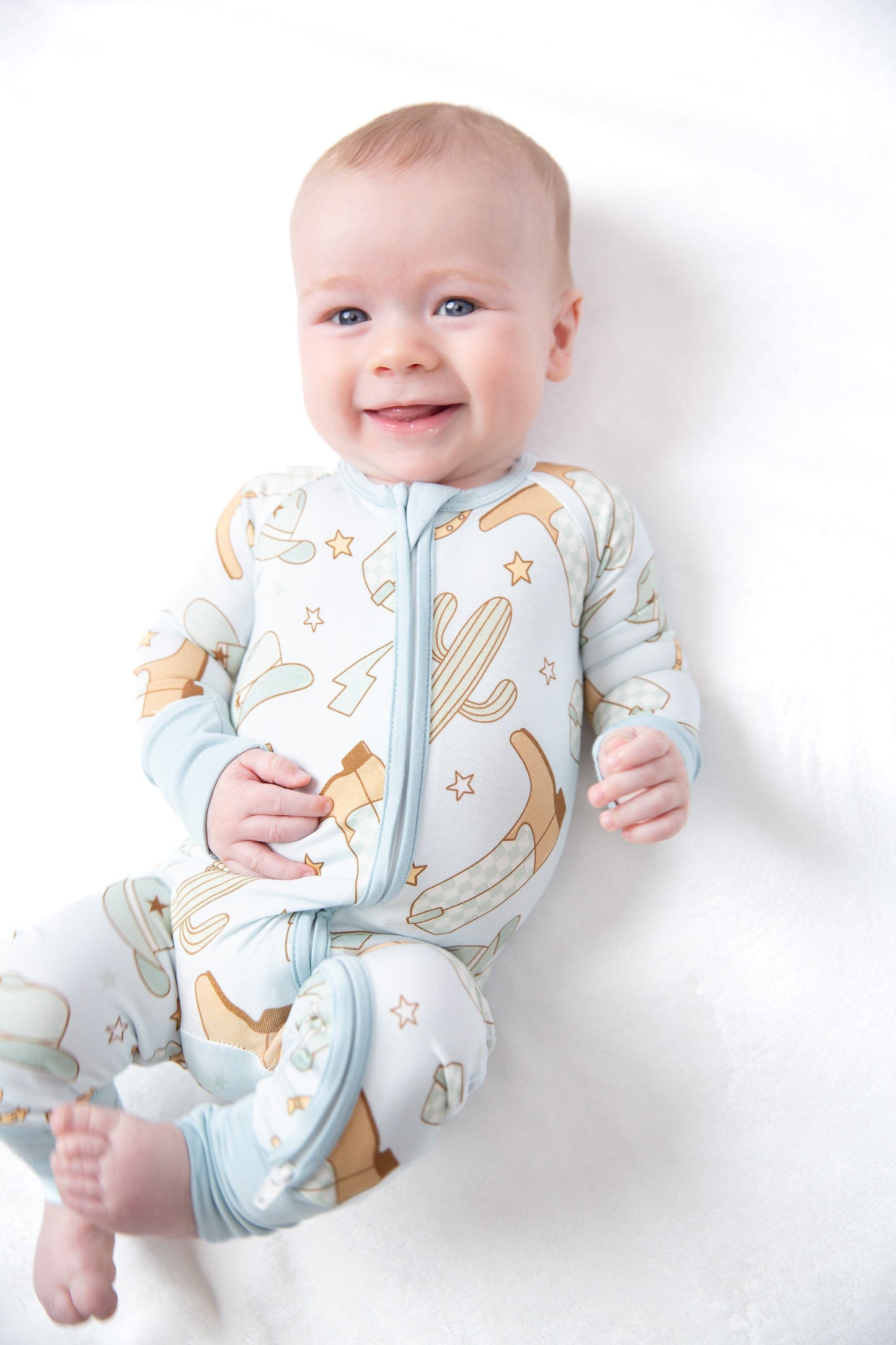 Cowboy Western Baby Bamboo Zipper Romper