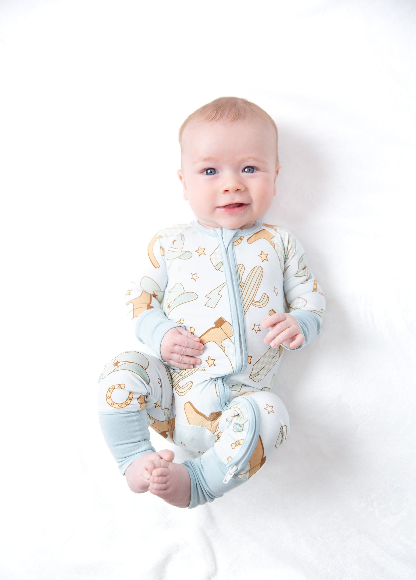 Cowboy Western Baby Bamboo Zipper Romper