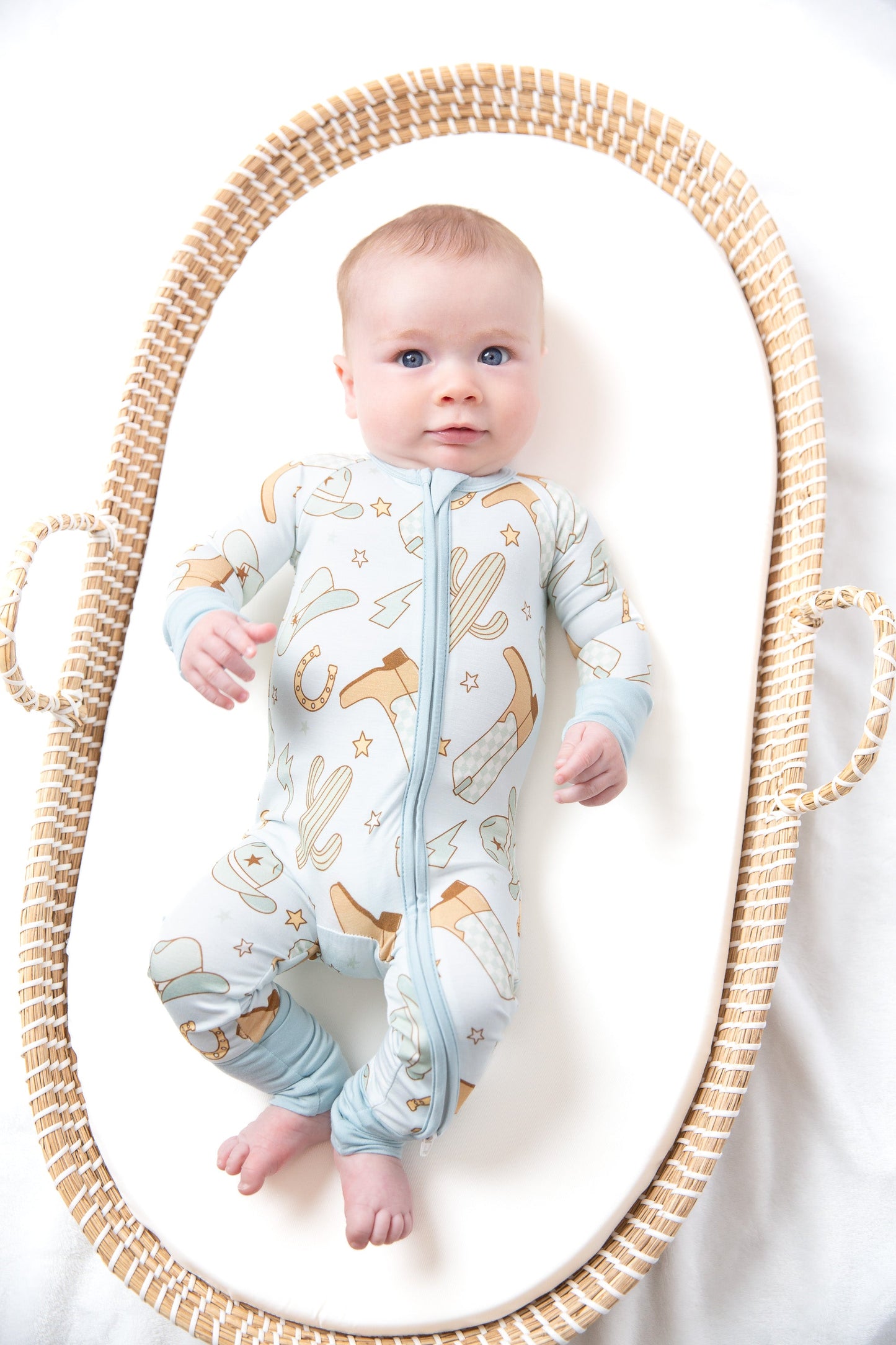 Cowboy Western Baby Bamboo Zipper Romper