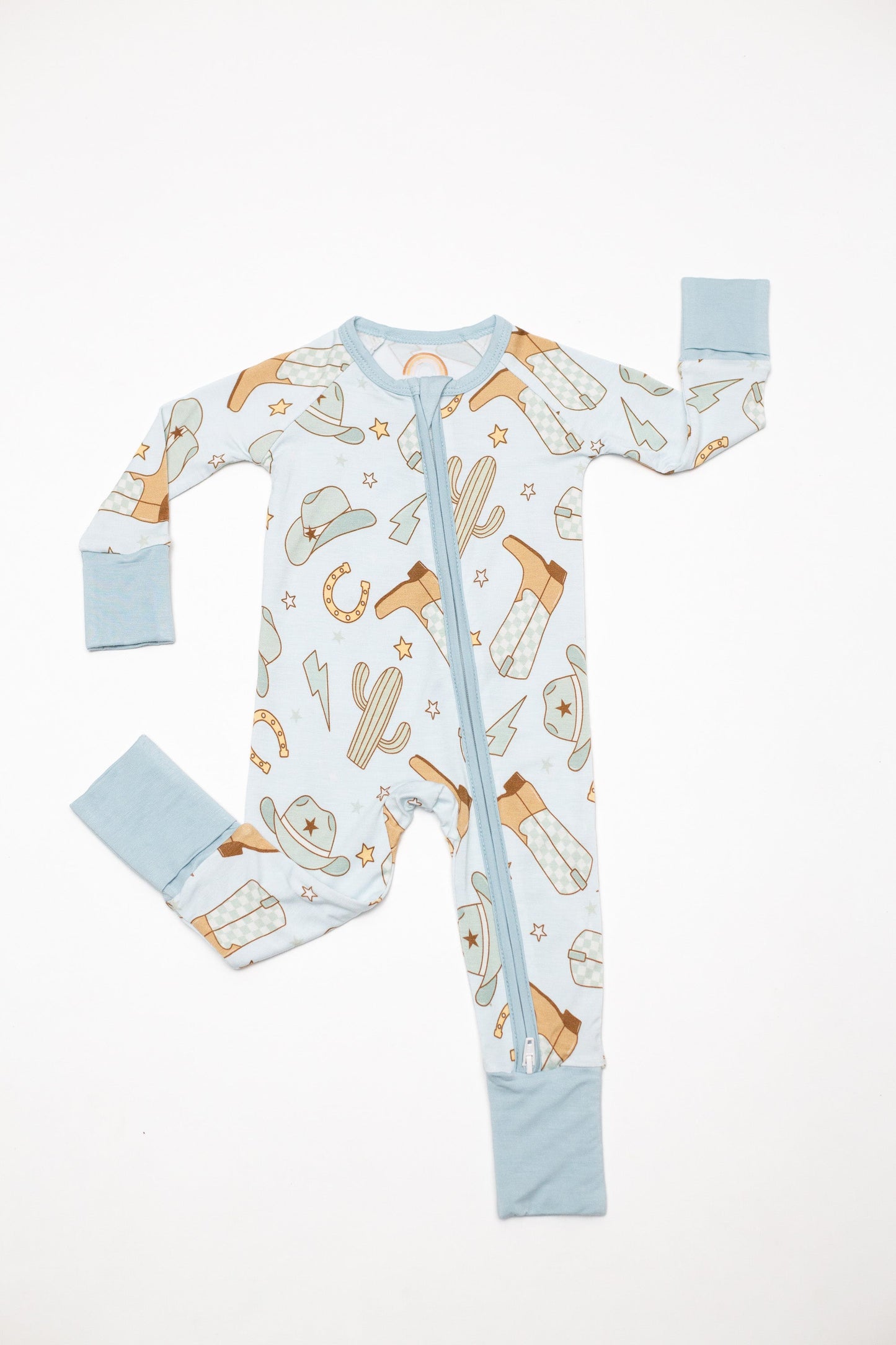 Cowboy Western Baby Bamboo Zipper Romper
