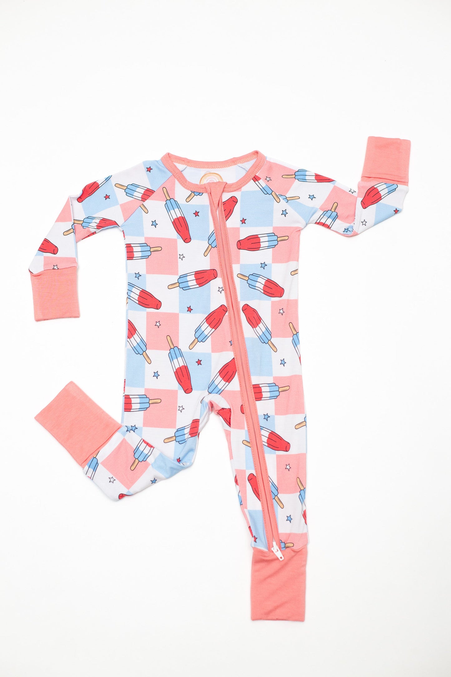 Patriotic Popsicles Baby Bamboo Zipper Romper