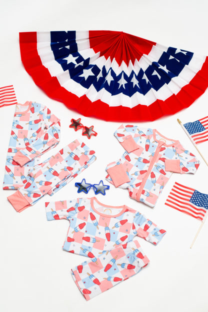Patriotic Popsicles Baby Bamboo Zipper Romper