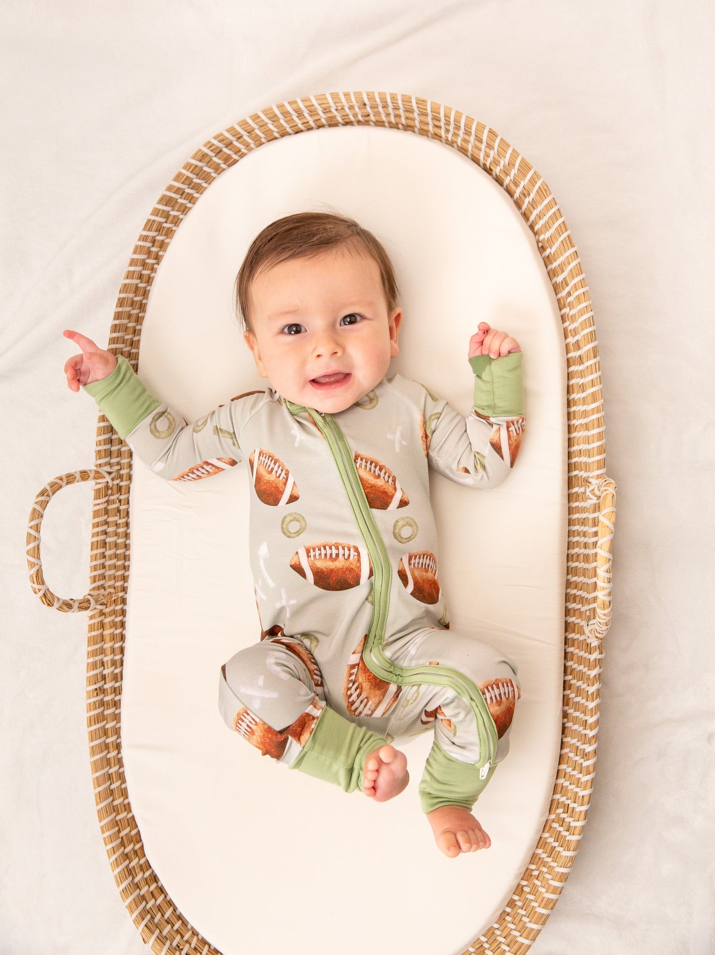 Football Baby Bamboo Zipper Romper