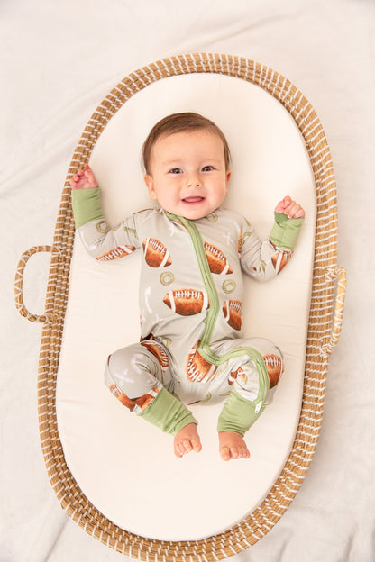 Football Baby Bamboo Zipper Romper