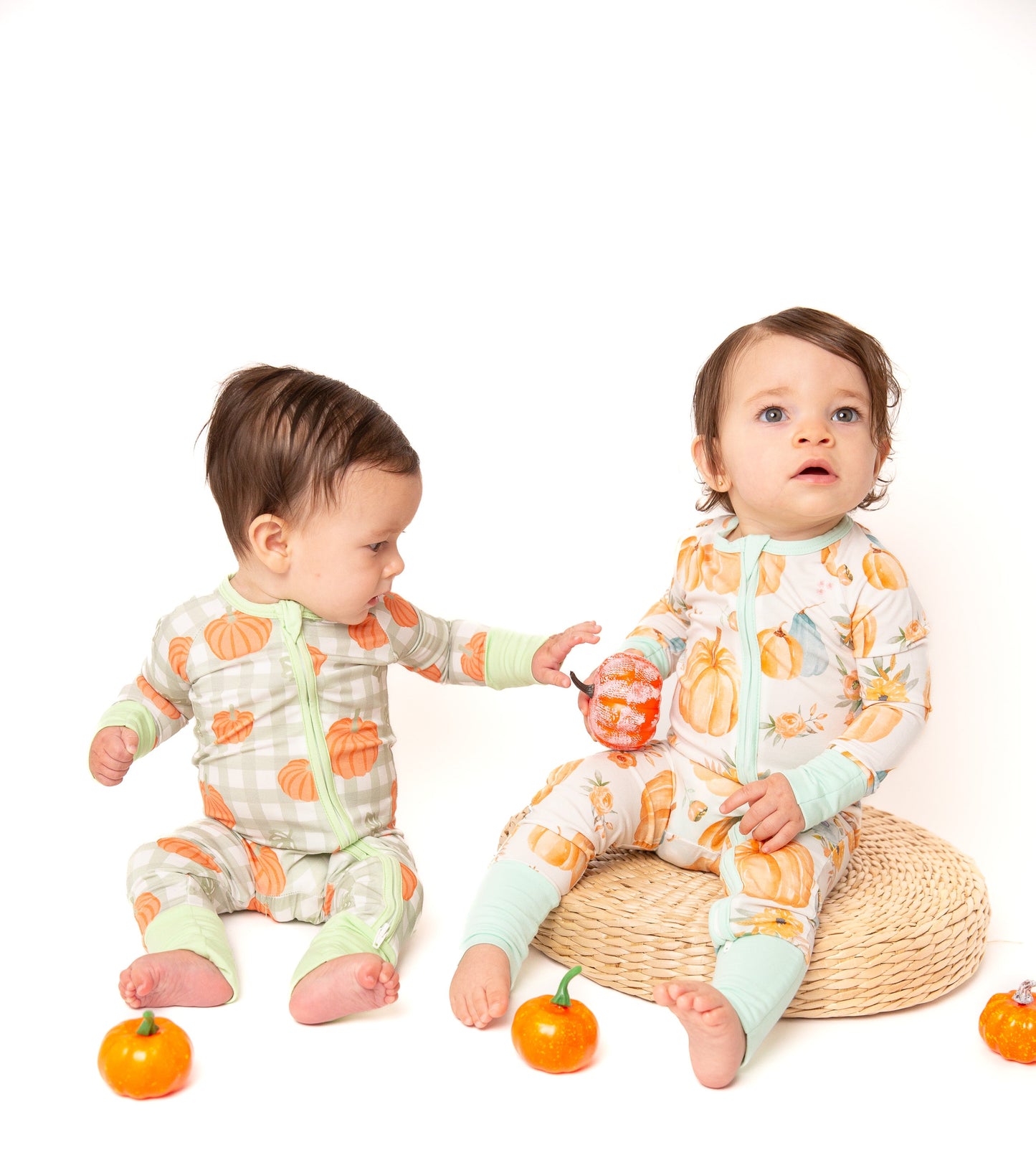 Pumpkin Plaid Baby Bamboo Zipper Romper