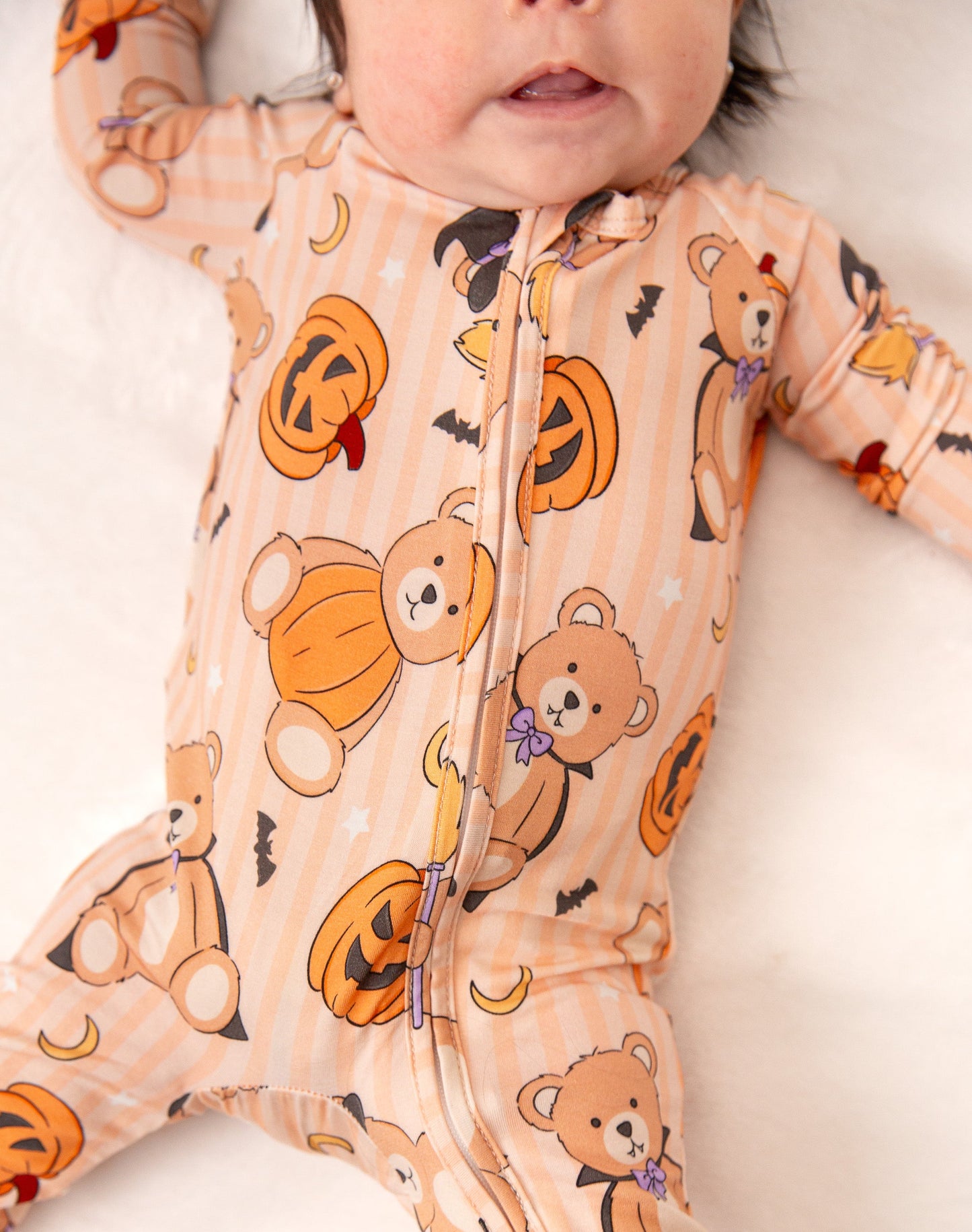 Halloween Teddy Baby Bamboo Zipper Romper