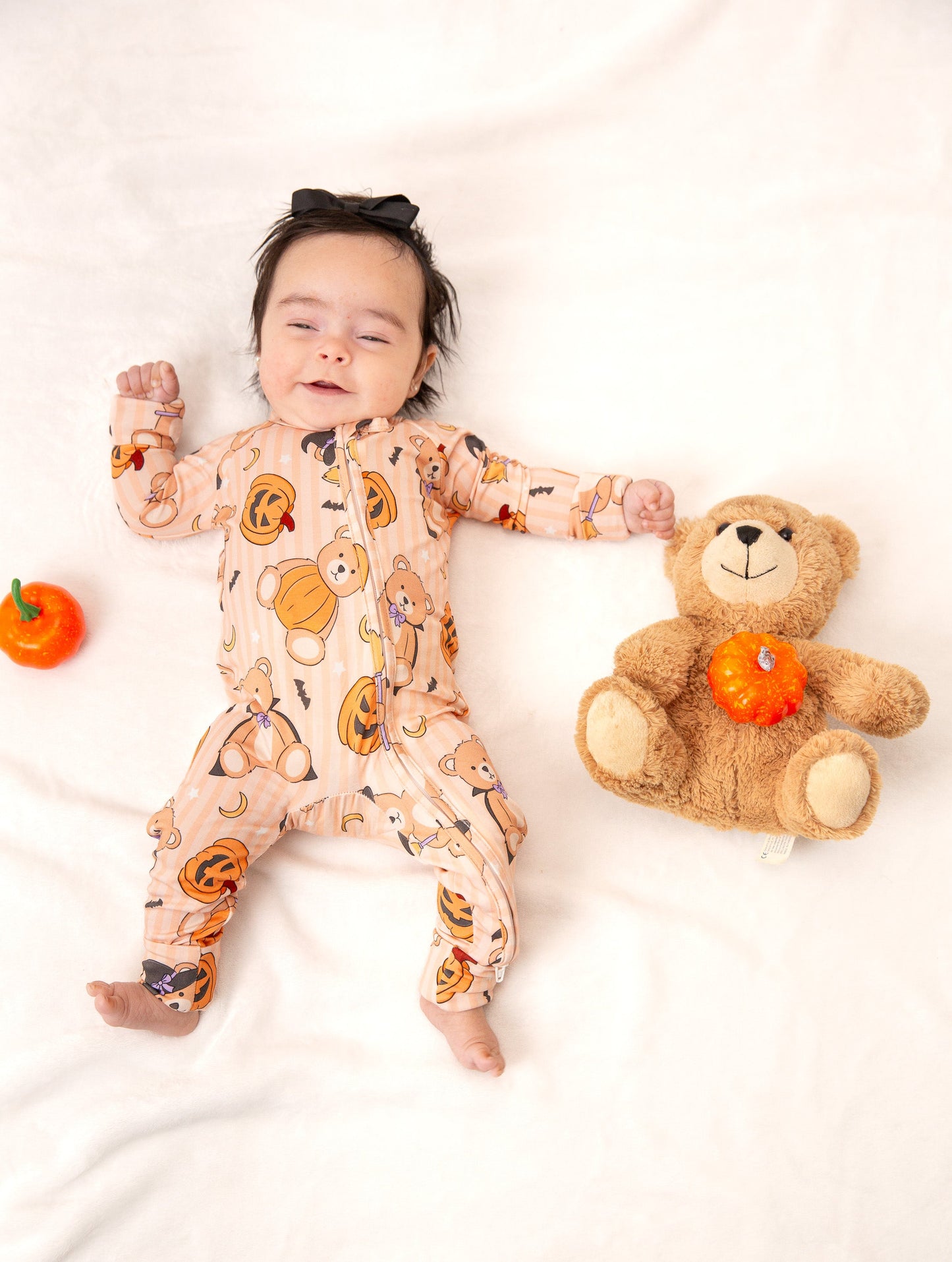 Halloween Teddy Baby Bamboo Zipper Romper