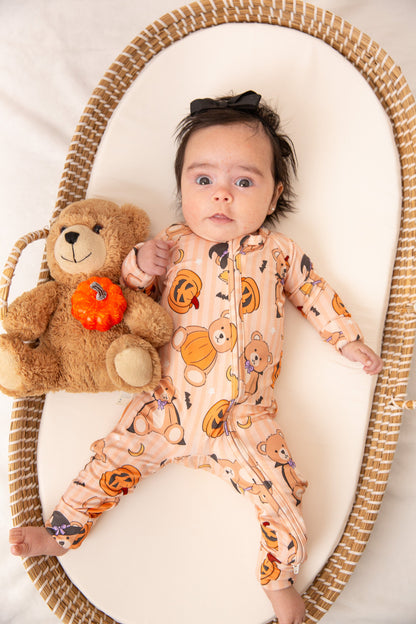 Halloween Teddy Baby Bamboo Zipper Romper