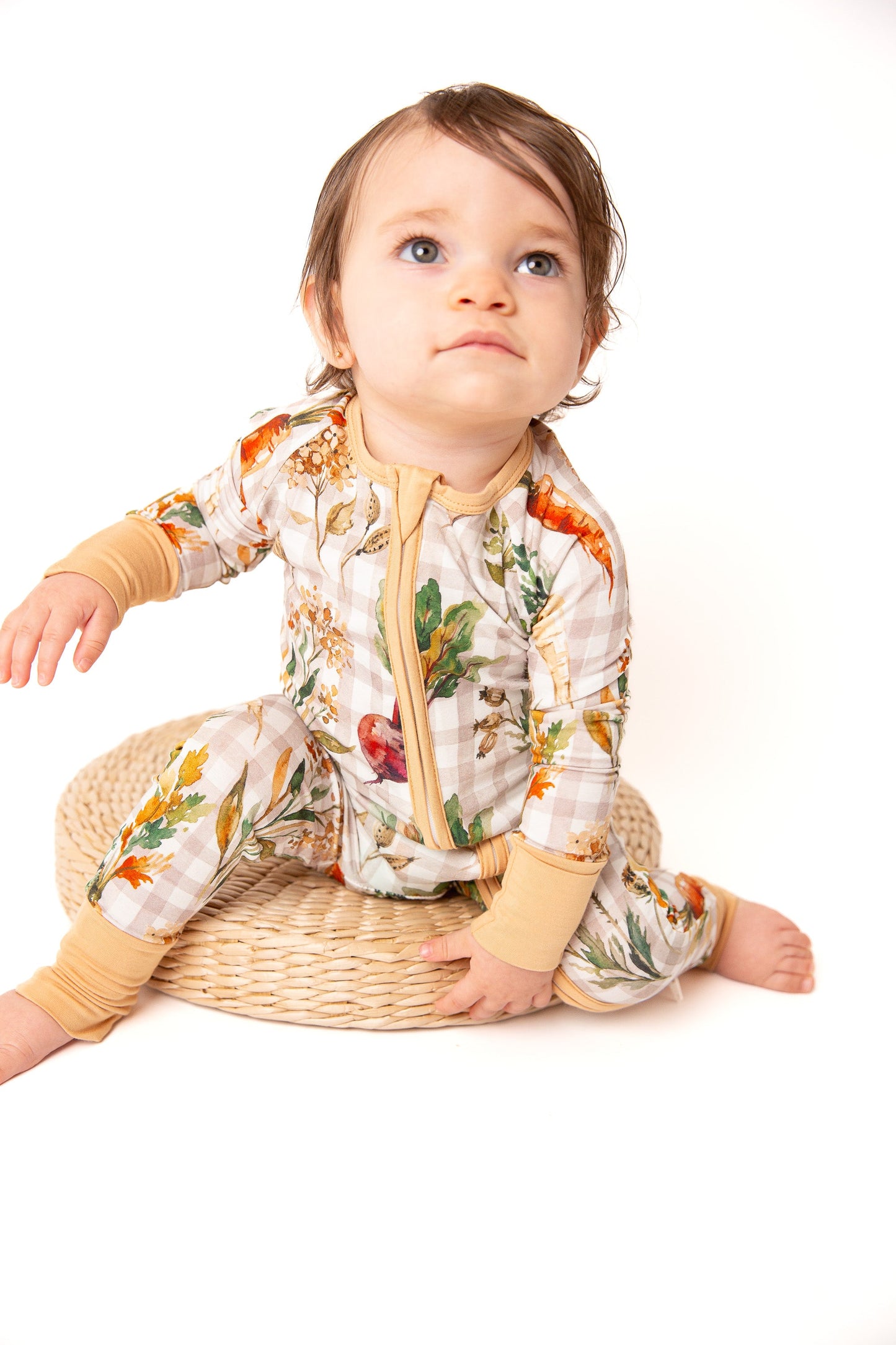 Fall Veggies Baby Bamboo Zipper Romper