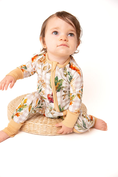 Fall Veggies Baby Bamboo Zipper Romper