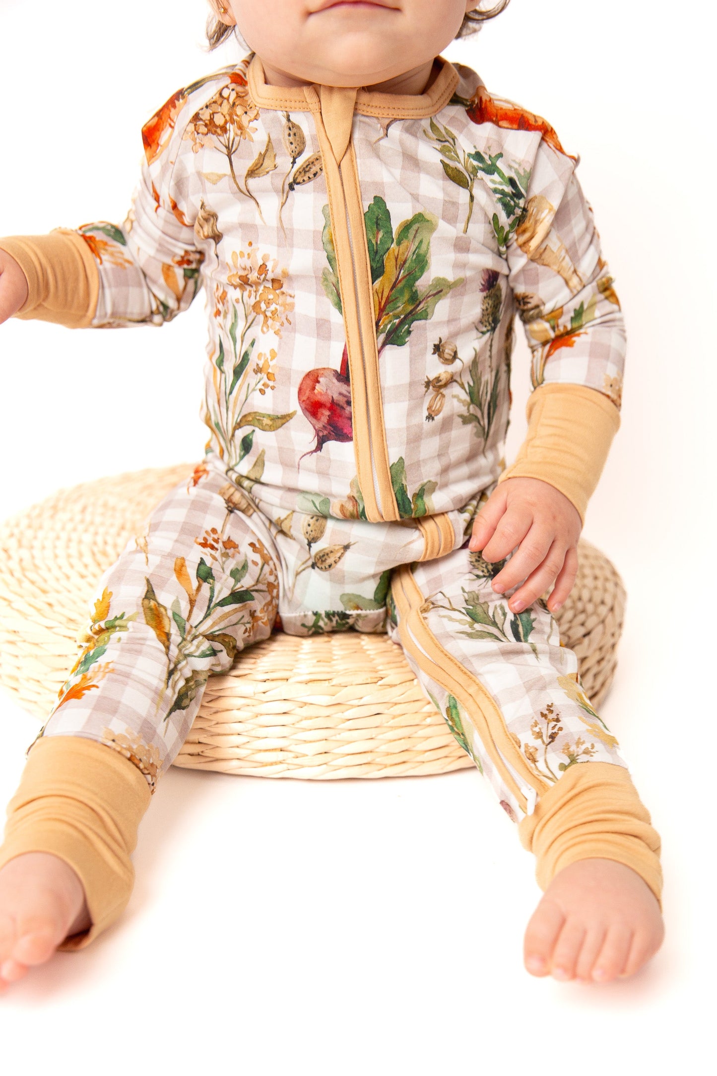 Fall Veggies Baby Bamboo Zipper Romper