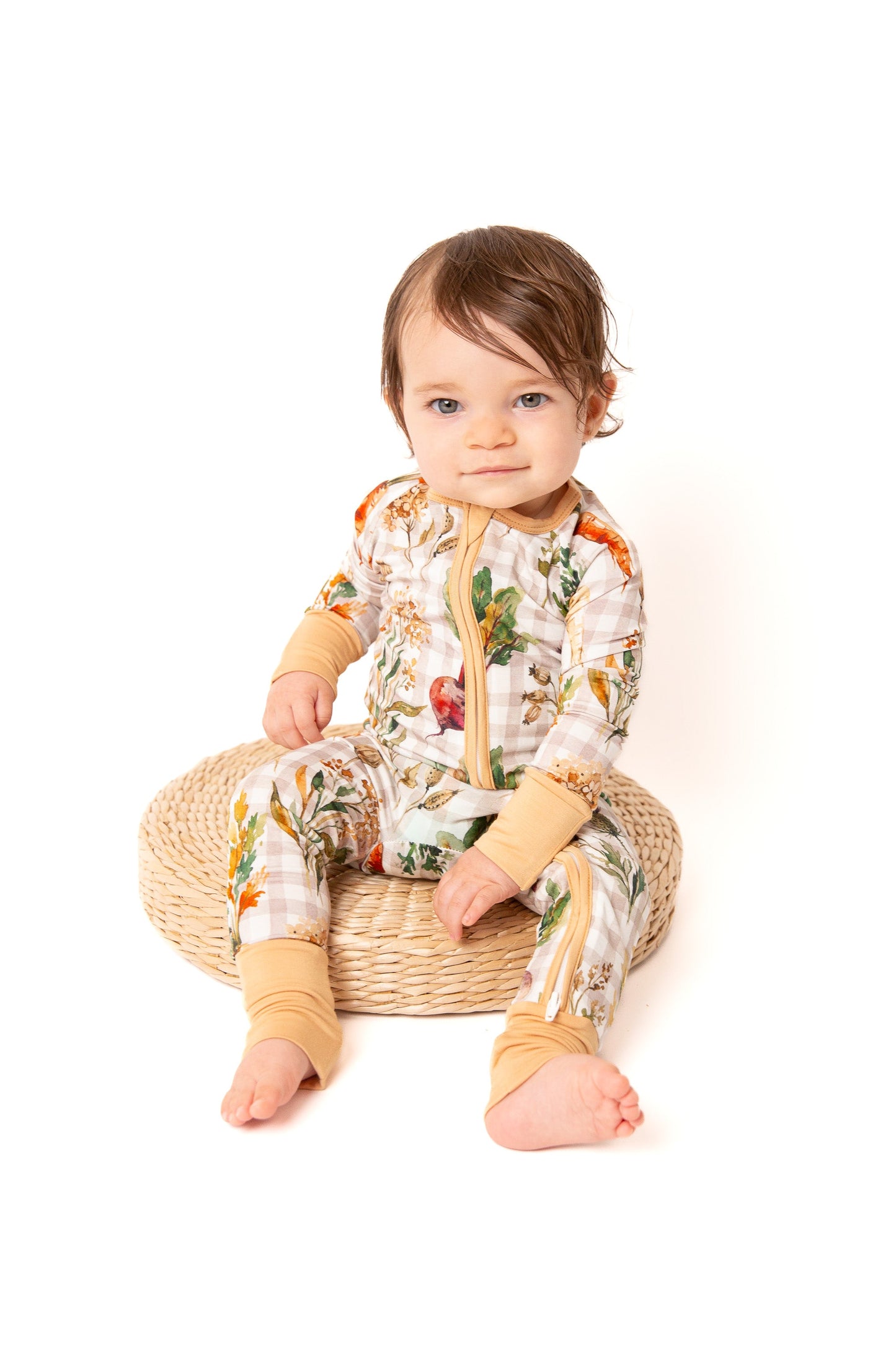 Fall Veggies Baby Bamboo Zipper Romper