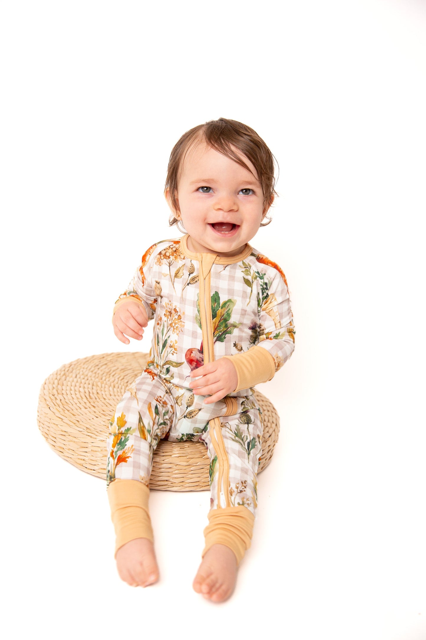 Fall Veggies Baby Bamboo Zipper Romper