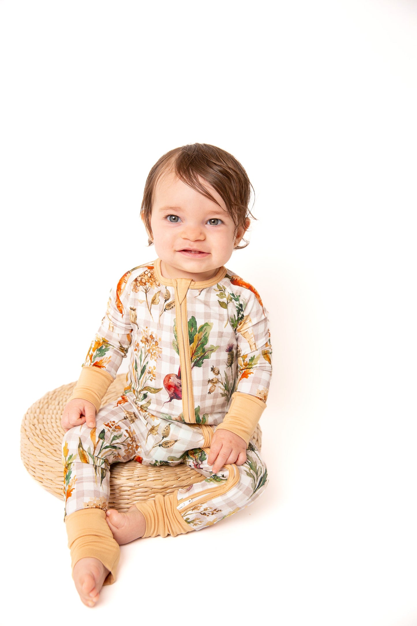 Fall Veggies Baby Bamboo Zipper Romper