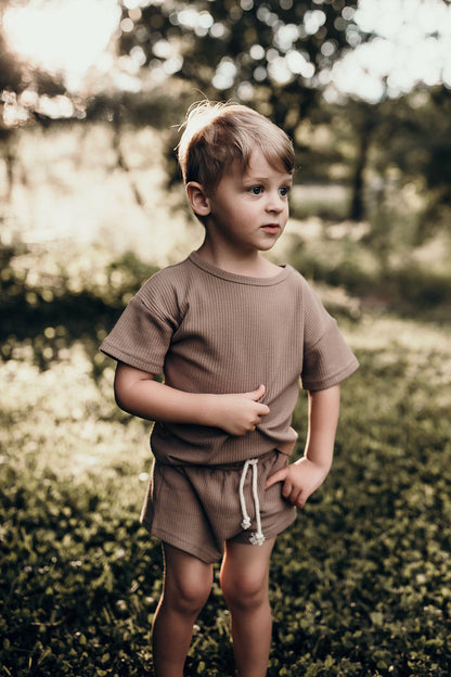 Cocoa Sands Brown Waffle Two Piece Set