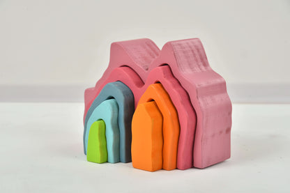 Wooden Mountain Rainbow Stacker Toy Puzzle Blocks