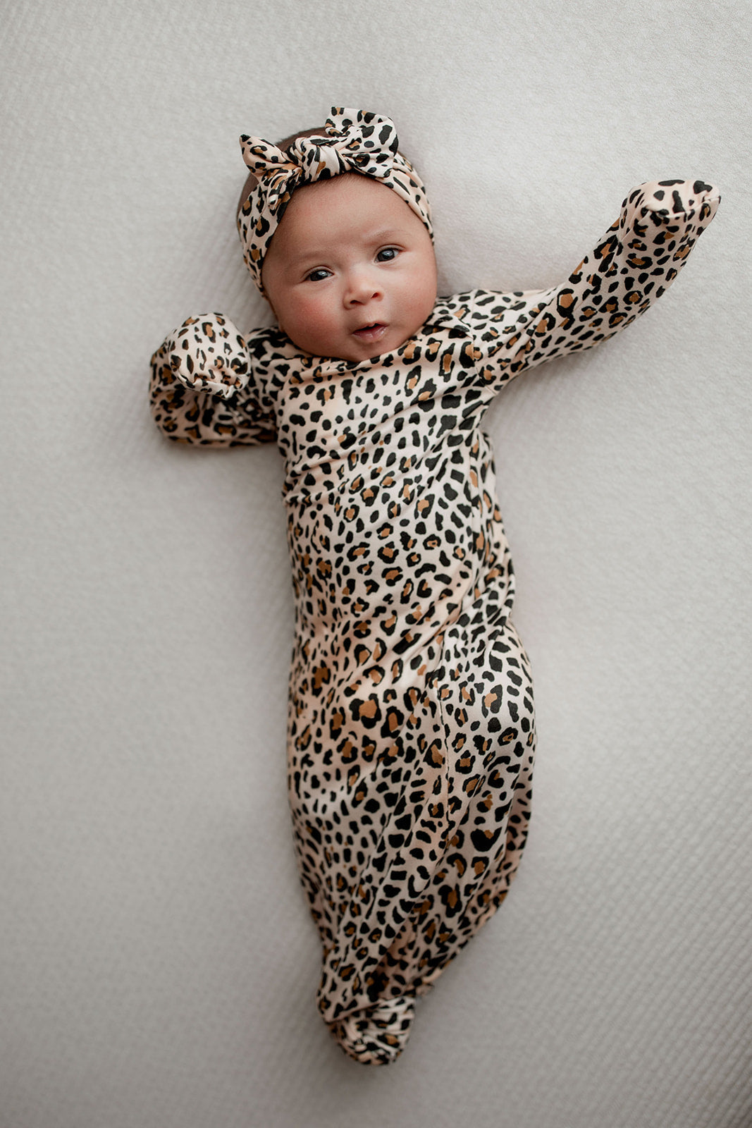 Leopard Knotted Newborn Baby Gown