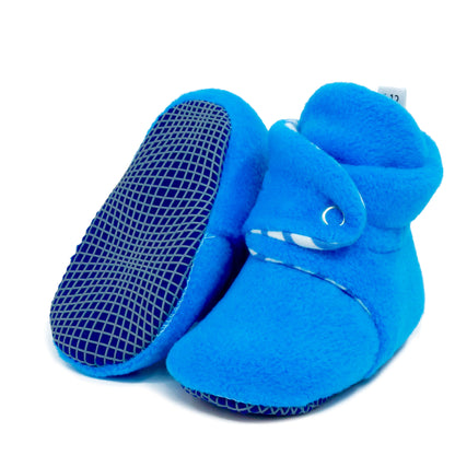Anti-Slip Sole, Fleece Baby Booties, Newborn Home Booties, Sweat Proof Organic Cotton Lining, Light Blue