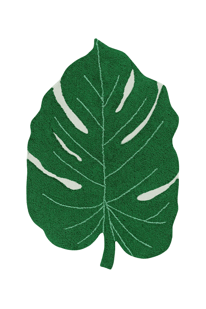 Washable Cotton Rug Monstera Leaf, Green