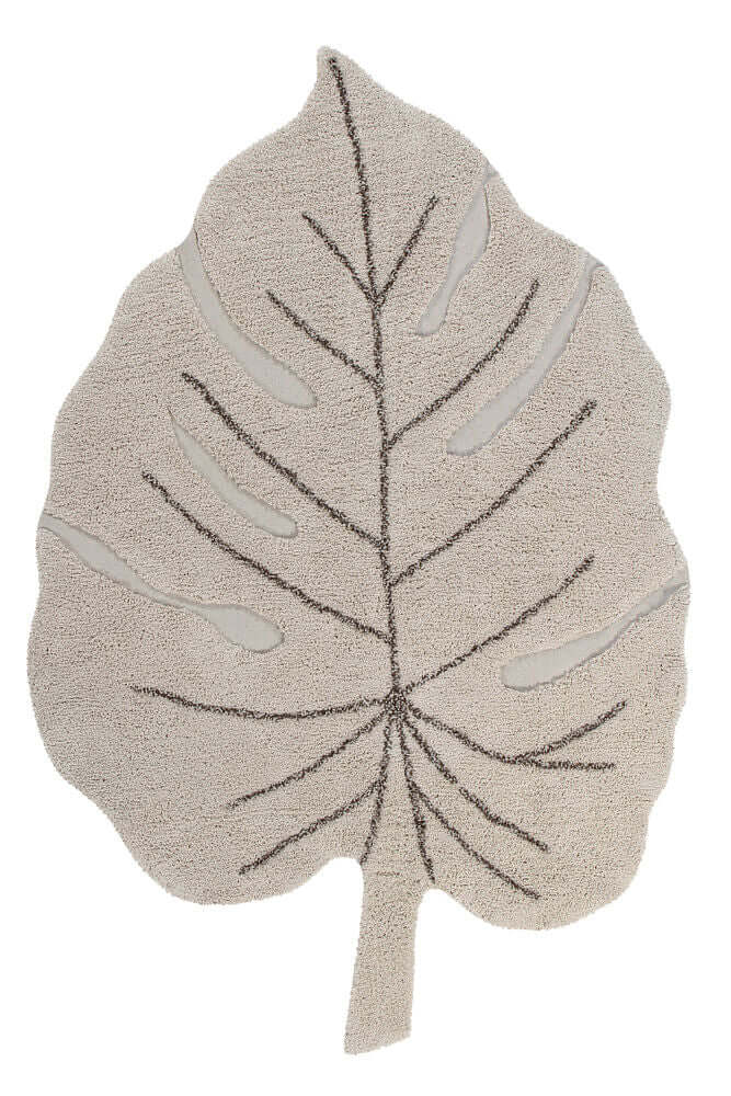 Washable Cotton Rug Monstera Leaf, Natural