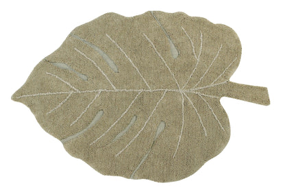 Washable Cotton Rug Monstera Leaf, Olive
