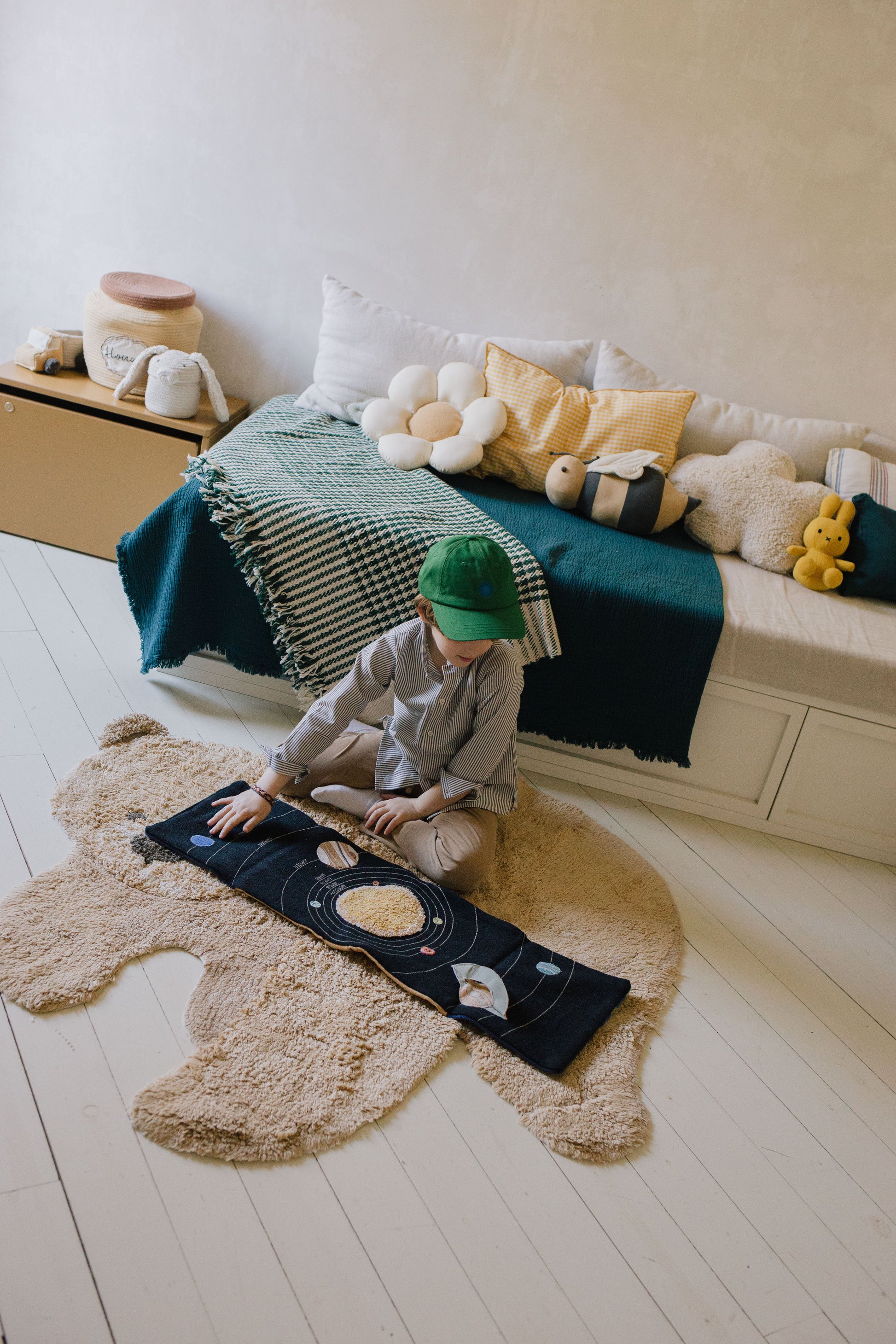 Organic Cotton Washable Animal Rug Rug Bear - Main Image