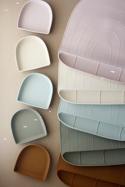 Rainbow Silicone Suction Plate - Creme