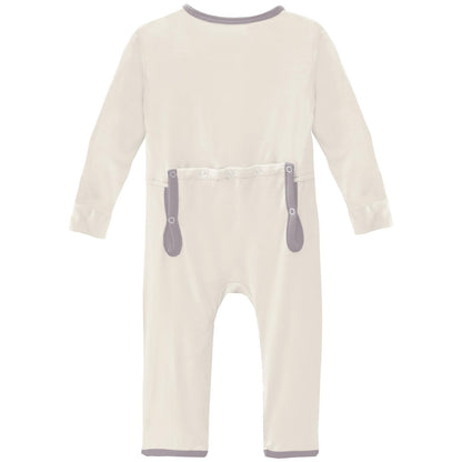 Coverall with 2 Way Zipper in Natural with Feather
