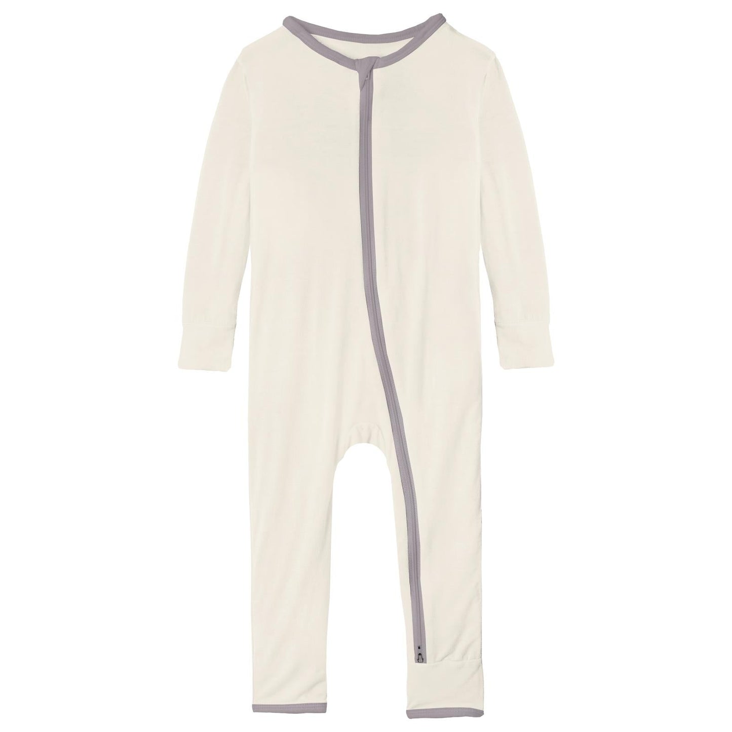 Coverall with 2 Way Zipper in Natural with Feather