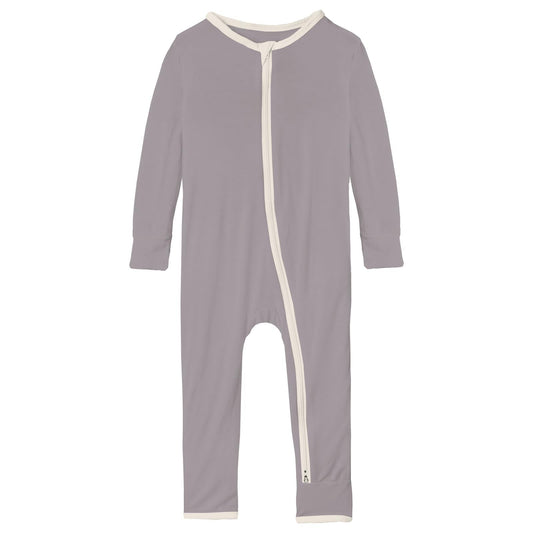 Coverall with 2 Way Zipper in Feather with Natural