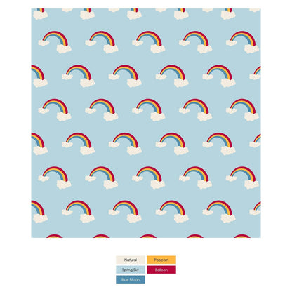 Print Short Sleeve Pajama Set in Spring Sky Rainbows