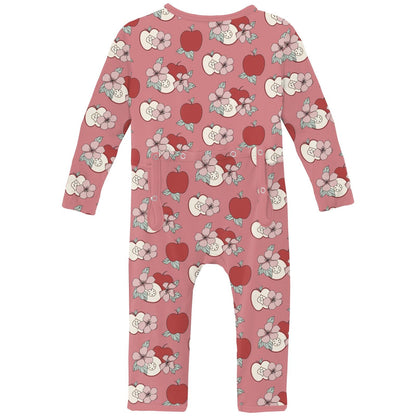 Print Coverall with 2 Way Zipper in Desert Rose Apple Picking