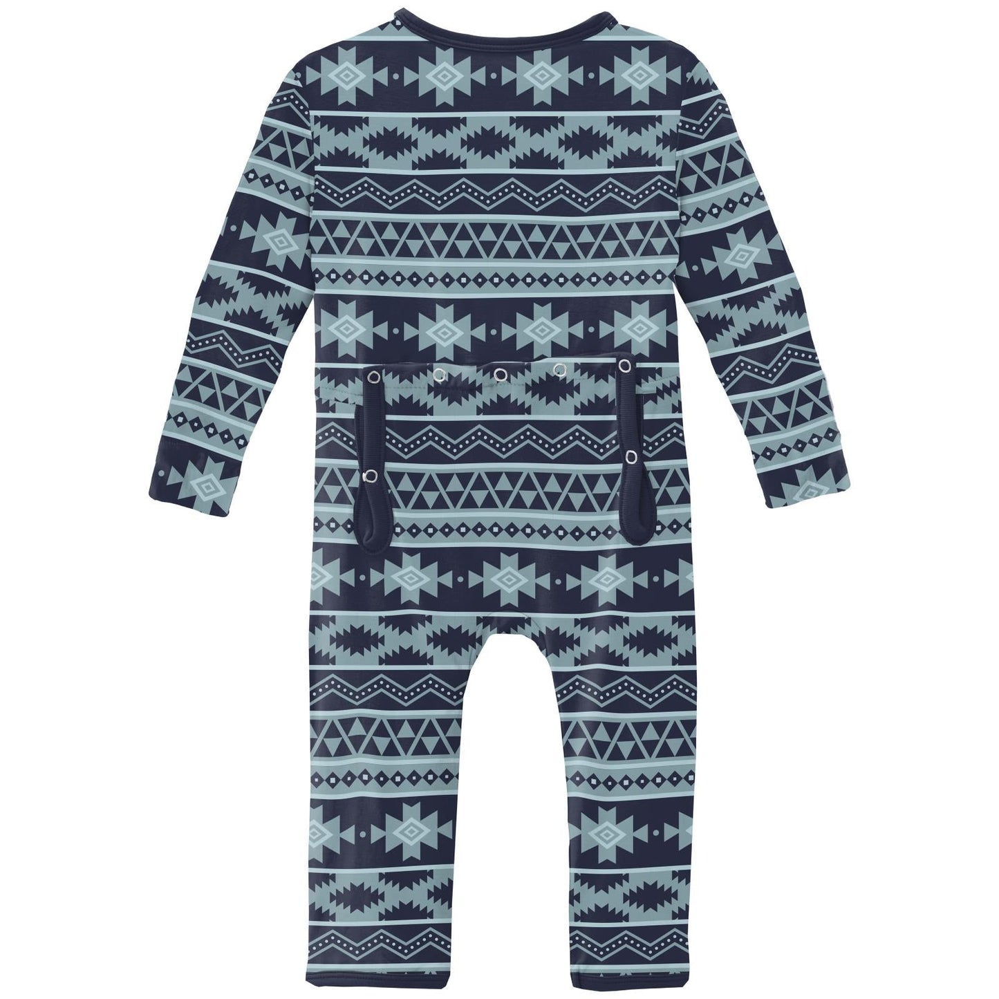 Print Coverall with 2 Way Zipper in Peacoat Mayan Print