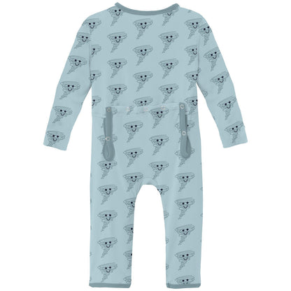 Print Coverall with 2 Way Zipper in Spring Sky Happy Tornado