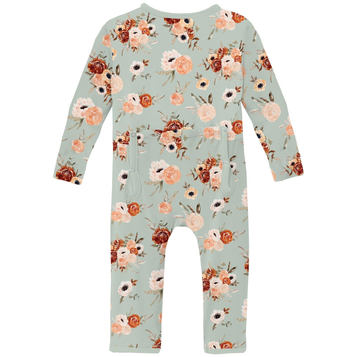 Print Coverall with 2 Way Zipper in Aloe Fall Floral
