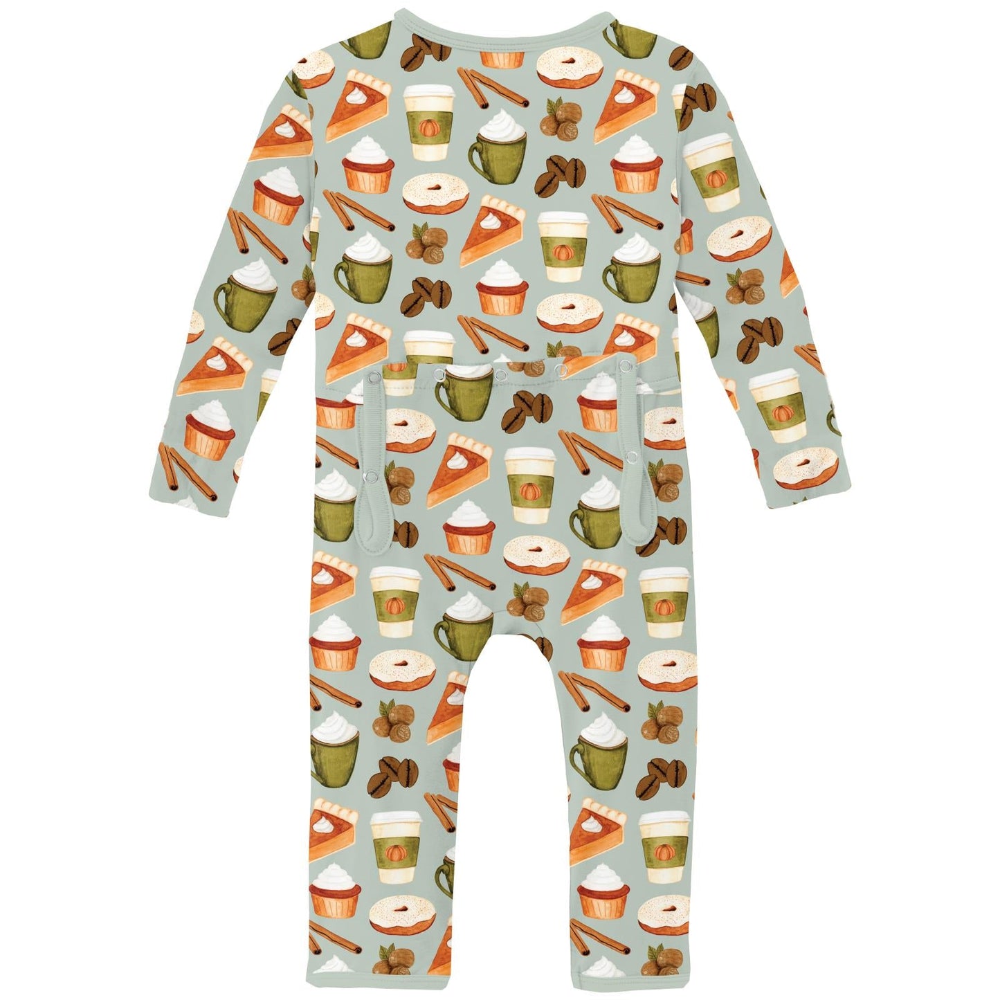 Print Coverall with 2 Way Zipper in Aloe Pumpkin Spice