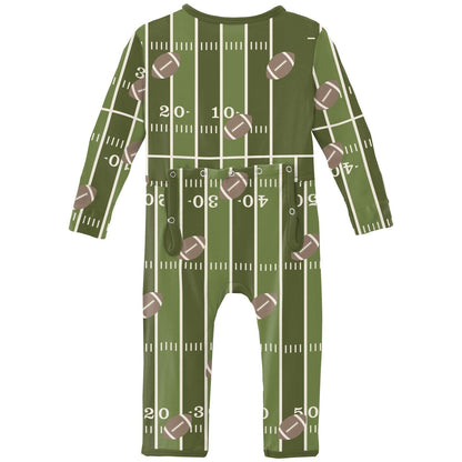 Print Coverall with 2 Way Zipper in Pesto Football