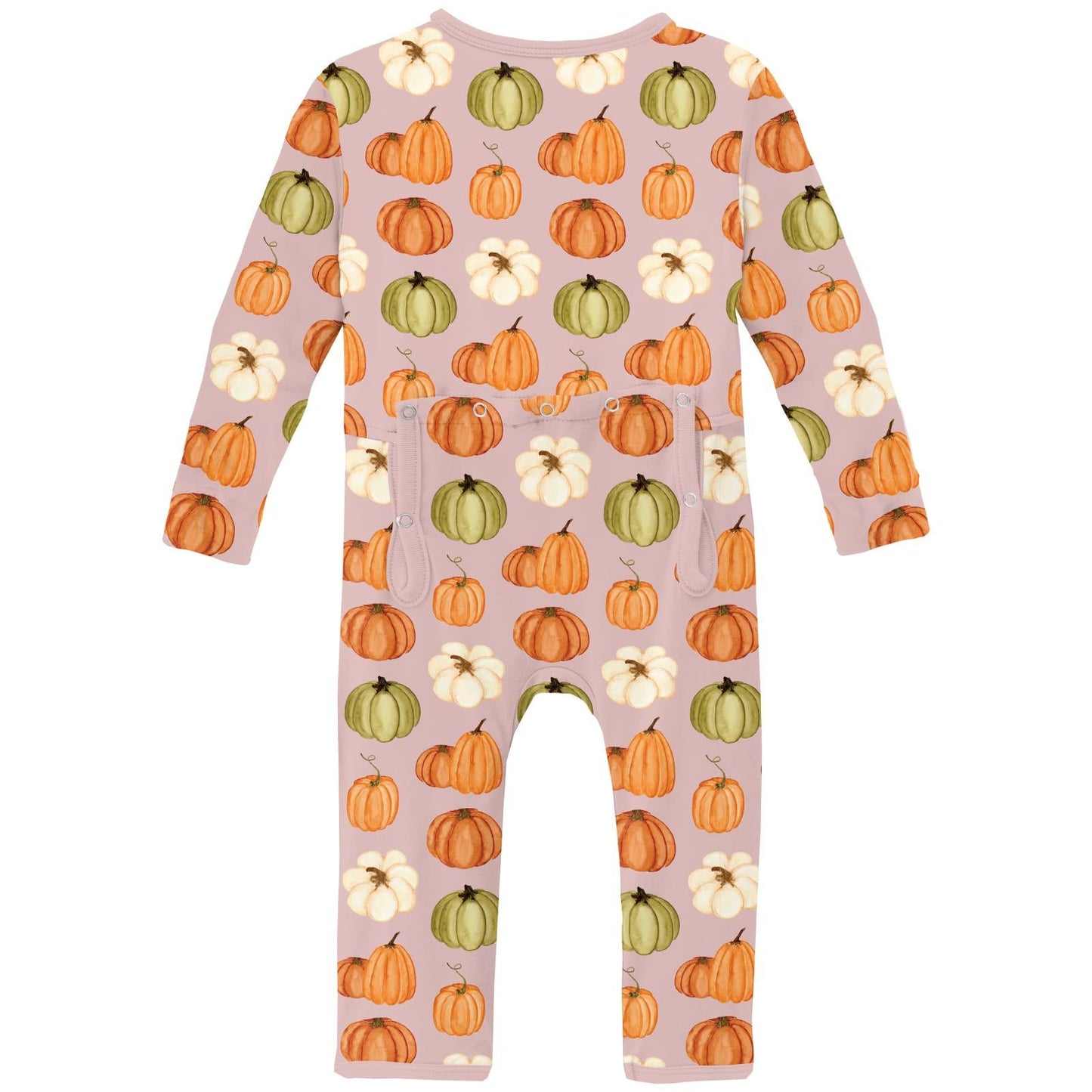 Print Coverall with 2 Way Zipper in Baby Rose Pumpkin Patch