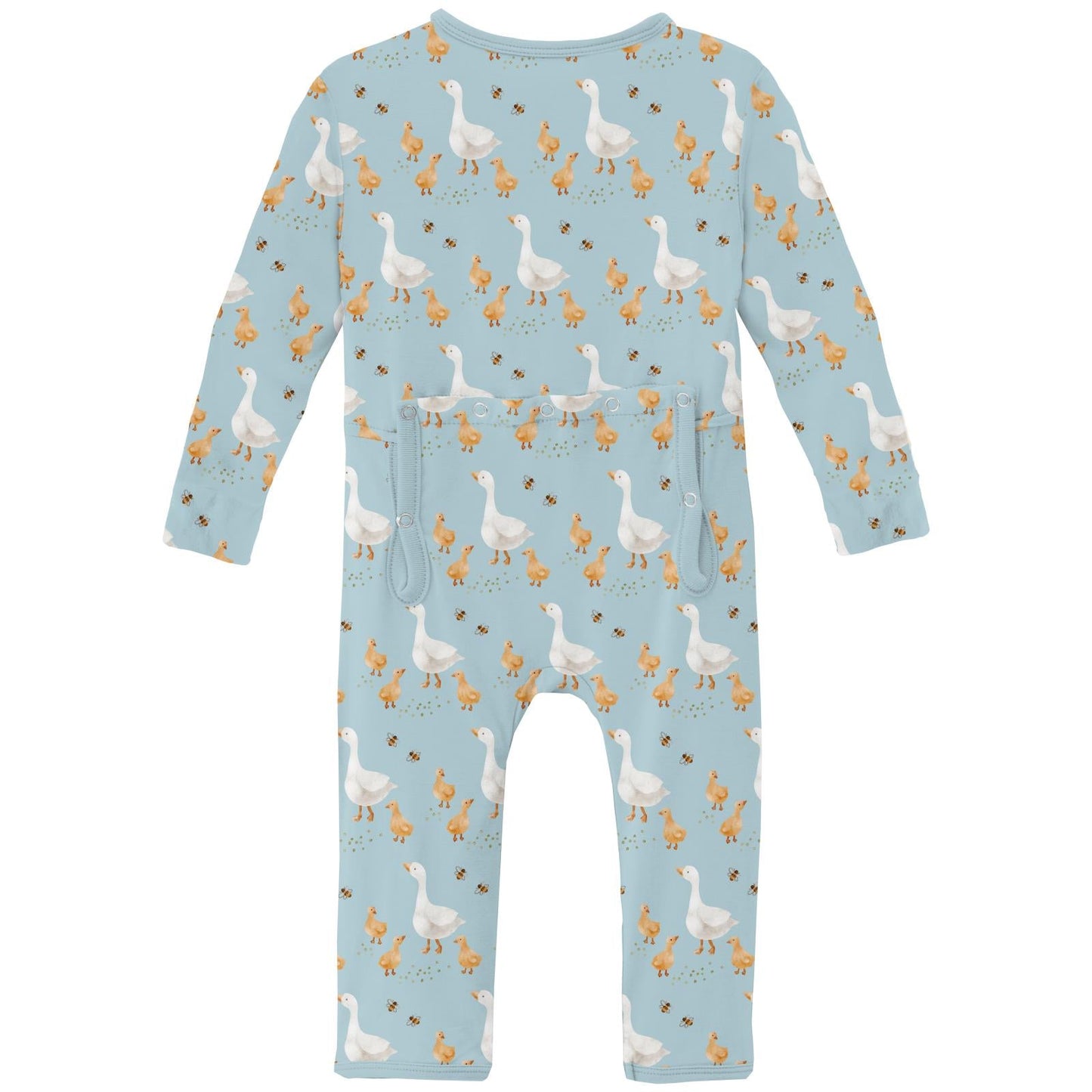 Print Coverall with 2 Way Zipper in Spring Sky Feeding Ducks