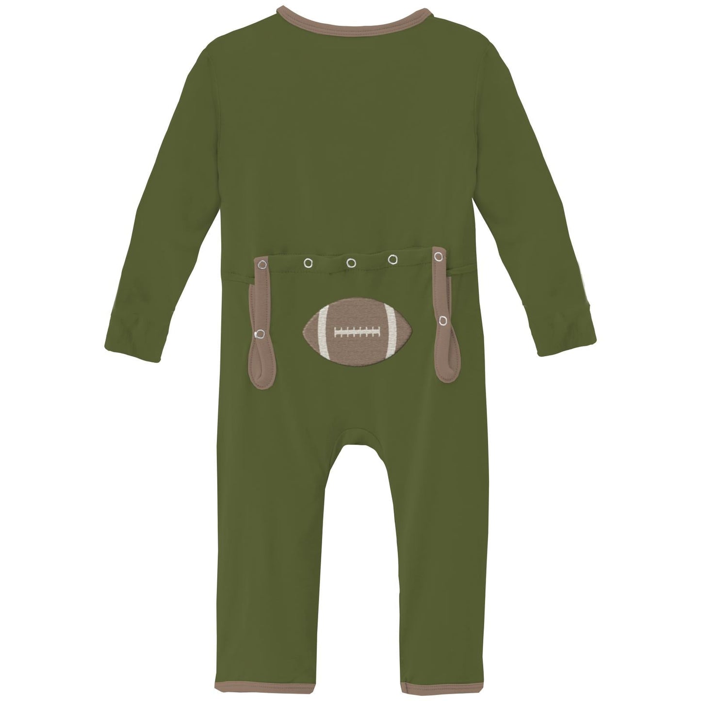 Applique Coverall with 2 Way Zipper in Pesto Football