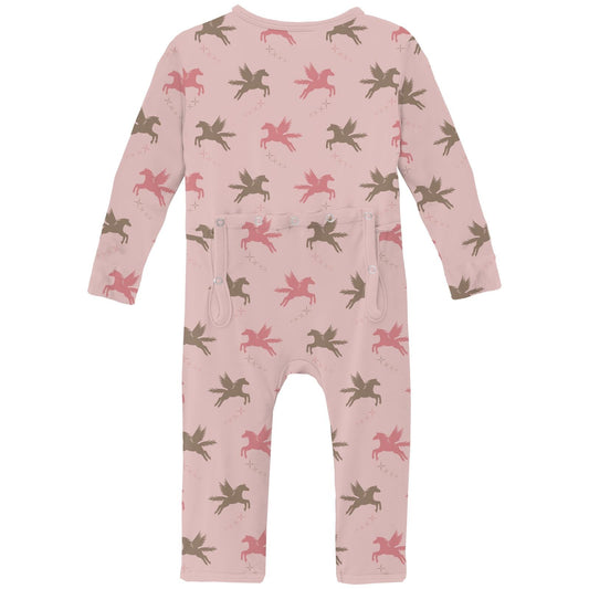 Print Coverall with 2 Way Zipper in Baby Rose Pegasus