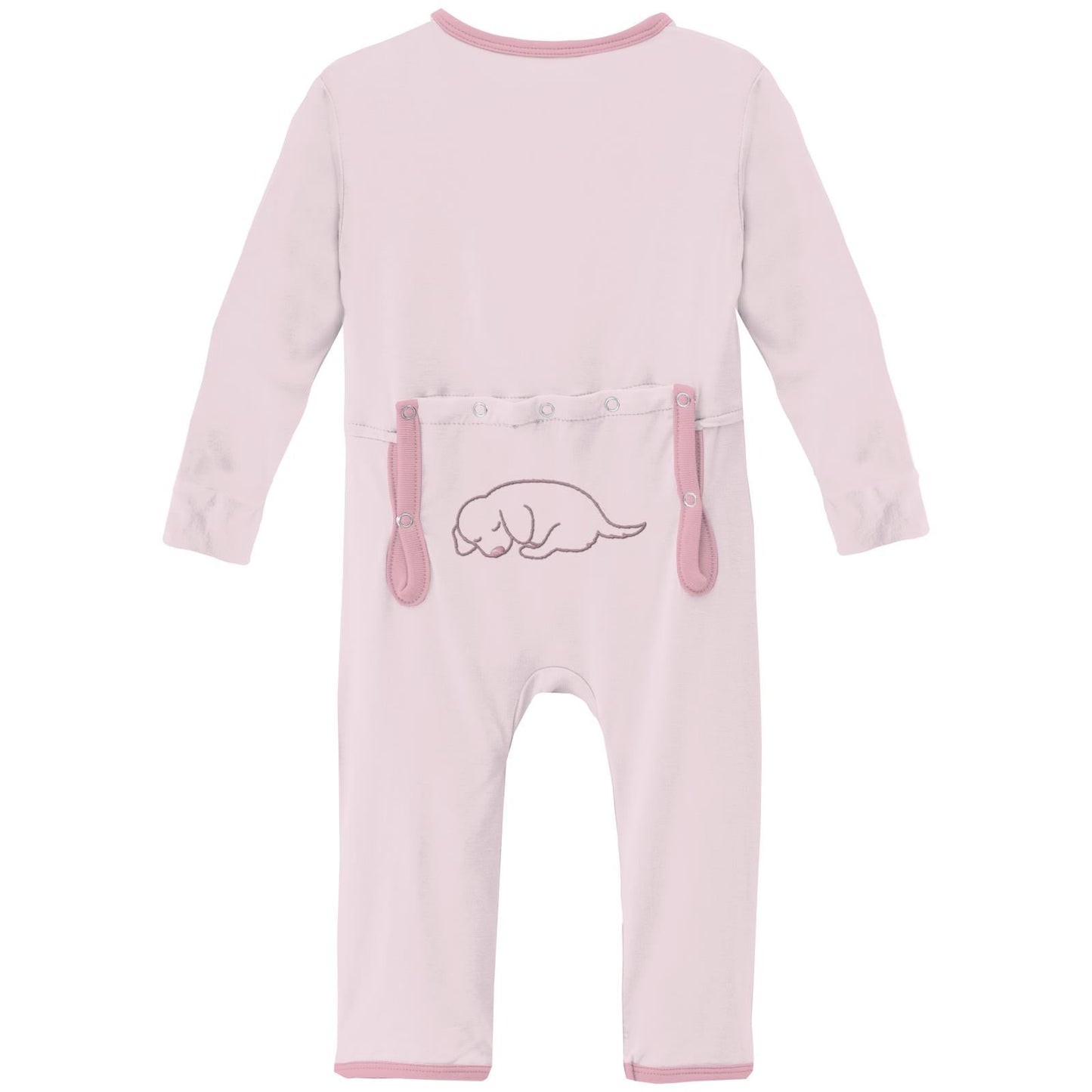 Applique Coverall with 2 Way Zipper in Shrinking Violet Dog