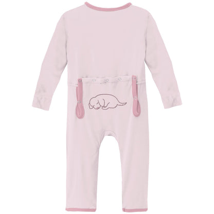 Applique Coverall with 2 Way Zipper in Shrinking Violet Dog