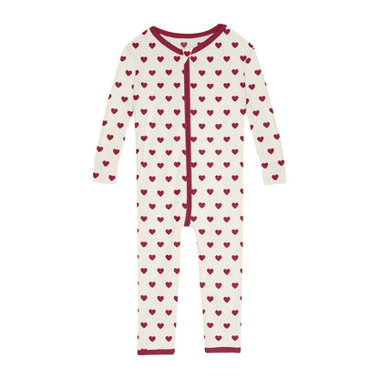 Print Convertible Sleeper with Zipper in Natural Hearts