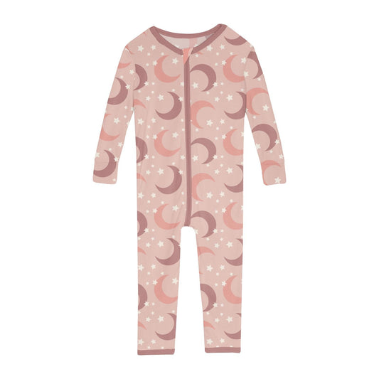 Print Convertible Sleeper with Zipper in Peach Blossom Moon and Stars