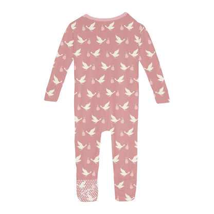 Print Convertible Sleeper with Zipper in Blush Stork
